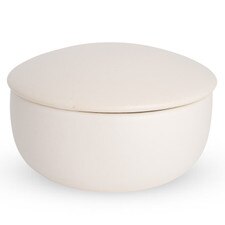 White Earthen Lidded Bowl 7.25"