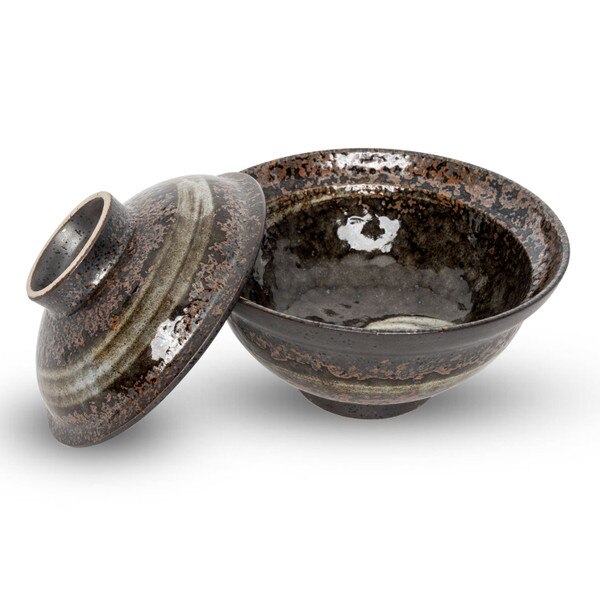Image of Brushstroke Lidded Bowl 6.25" 5