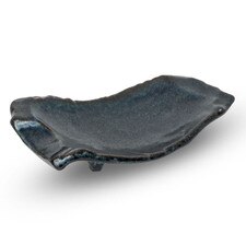 Navy Blue Footed Abstract Plate 9"