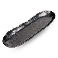 Black Textured Oval Plate 13"